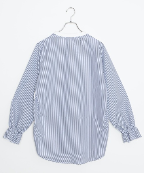 DING（ディング）の「DING/ストライプ切り替えトップス（Tシャツ/カットソー・レディース・ネイビー/ホワイト・FREE）」の13枚目の写真