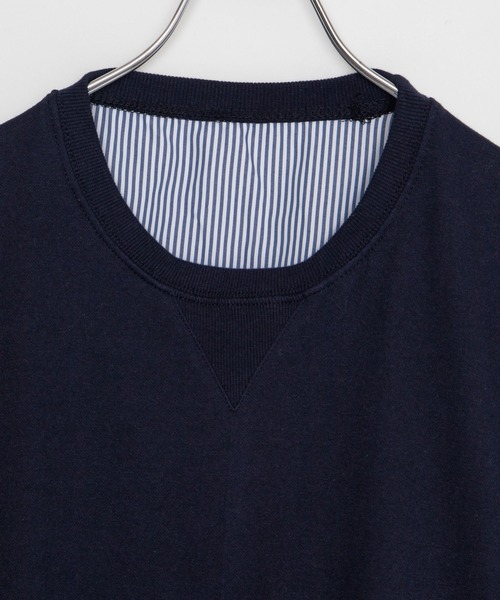 DING（ディング）の「DING/ストライプ切り替えトップス（Tシャツ/カットソー・レディース・ネイビー/ホワイト・FREE）」の15枚目の写真
