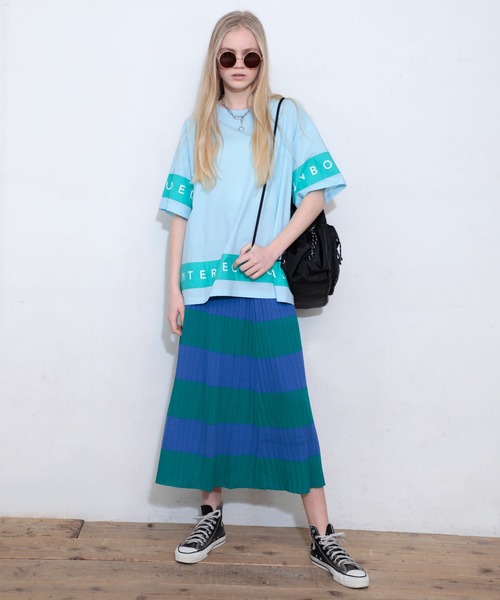 RNA（アールエヌエー）の「K2492 ボーダーシアーニットスカート（スカート・レディース・レッド/ベージュ/ブルー・MEDIUM）」の8枚目の写真