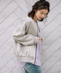 Munich | ヴィスコースへビーサテンノーカラーブルゾン(ブルゾン)