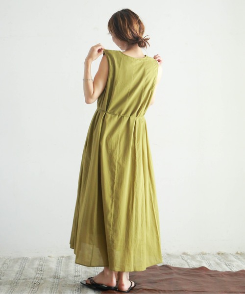 NOMBRE IMPAIR(ノンブルアンペール)の「コットンボイル パネルフレアワンピース(ワンピース・レディース・ネイビー/ライトグリーン・FREE)」の5枚目の写真