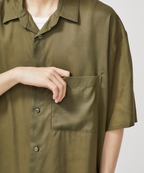 THEE（シー）の「【THEE】オーバーサイズテイルシャツ / TL-SH-07（シャツ/ブラウス・メンズ・ブラック/カーキ・1/2）」の13枚目の写真