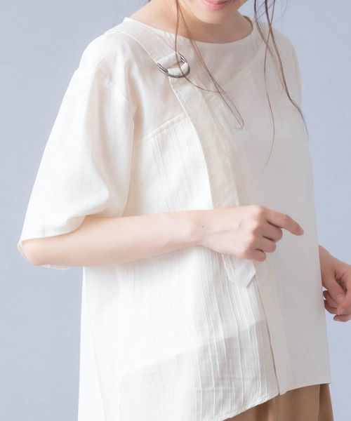 La SRIC（ラスリック）の「La SRIC/ワンショルダードッキングブラウス（シャツ/ブラウス・レディース・ブラック/アイボリー・38）」の8枚目の写真