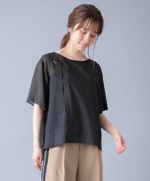 La SRIC（ラスリック）の「La SRIC/ワンショルダードッキングブラウス（シャツ/ブラウス・レディース・ブラック/アイボリー・38）」の9枚目の写真