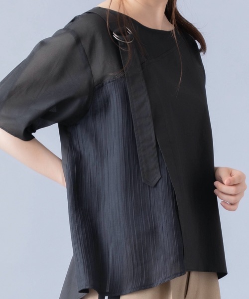 La SRIC（ラスリック）の「La SRIC/ワンショルダードッキングブラウス（シャツ/ブラウス・レディース・ブラック/アイボリー・38）」の15枚目の写真