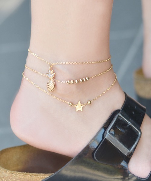 Fun & Daily（ファンアンドデイリー）の「F&D : レイヤーパイナップルアンクレット（アンクレット・レディース・シルバー/ゴールド・FREE）」の4枚目の写真