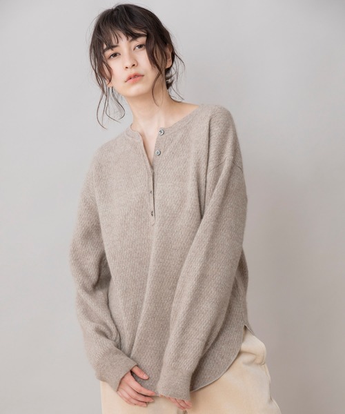 Munich（ミューニック）の「ラクーンウールサーマルニットラウンドヘムプルオーバー（ニット/セーター・レディース・ブラック/ベージュ/グレー・FREE）」の8枚目の写真