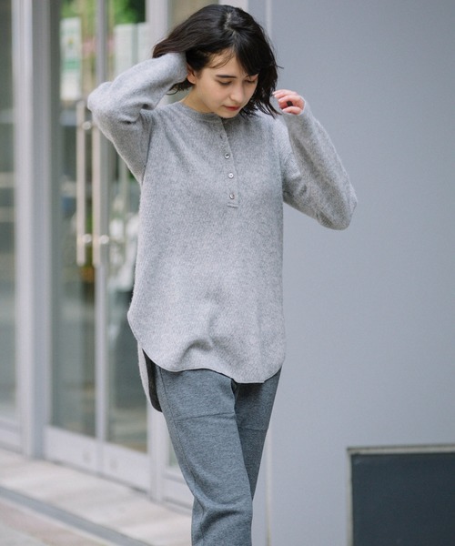 Munich（ミューニック）の「ラクーンウールサーマルニットラウンドヘムプルオーバー（ニット/セーター・レディース・ブラック/ベージュ/グレー・FREE）」の16枚目の写真