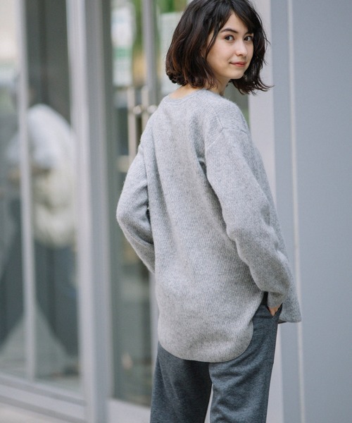 Munich（ミューニック）の「ラクーンウールサーマルニットラウンドヘムプルオーバー（ニット/セーター・レディース・ブラック/ベージュ/グレー・FREE）」の18枚目の写真