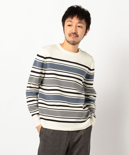 ニット ニット セーター Nolley S トップス Goodman ノーリーズグッドマン のファッション Nolley S ミラノリブ肩ボタン セール ボーダープルオーバー