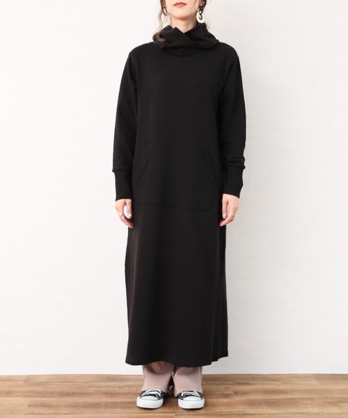 reca(レカ)の「裏毛重ね襟パーカーワンピース(ワンピース・レディース・ブラック/オートミール/杢グレー・ONE SIZE)」の22枚目の写真