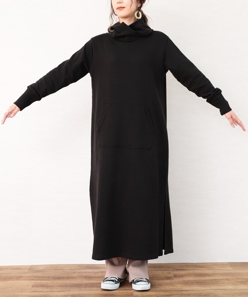 reca(レカ)の「裏毛重ね襟パーカーワンピース(ワンピース・レディース・ブラック/オートミール/杢グレー・ONE SIZE)」の19枚目の写真