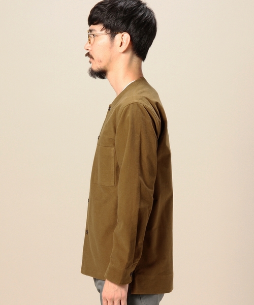 MONKEY TIME（モンキータイム）の「MT モールスキン ノーカラー シャツ ◆（シャツ/ブラウス・メンズ・ブラウン/ダークグレー・LARGE/MEDIUM/SMALL）」の11枚目の写真