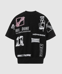 BLACK GRAPHIC ALL OVER SHORT SLEEVES T-SHIRT