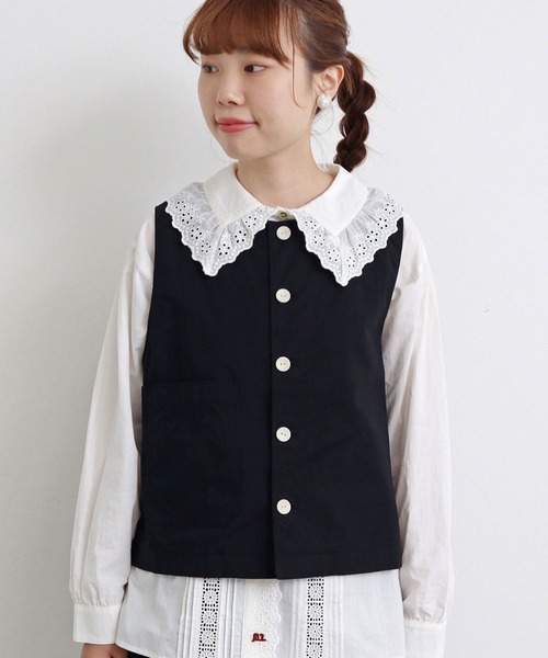 Malle（マル）の「malle コットン/シルクウェザー2wayベスト（ベスト・レディース・ブラック/キナリ・FREE）」の2枚目の写真