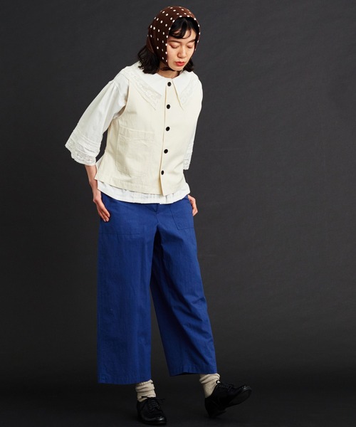 Malle（マル）の「malle コットン/シルクウェザー2wayベスト（ベスト・レディース・ブラック/キナリ・FREE）」の5枚目の写真