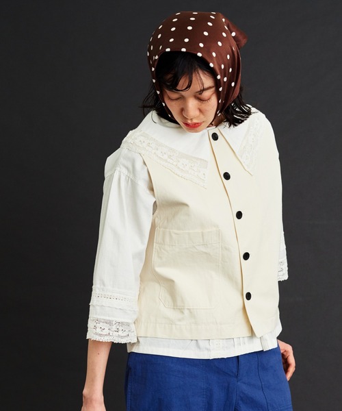 Malle（マル）の「malle コットン/シルクウェザー2wayベスト（ベスト・レディース・ブラック/キナリ・FREE）」の10枚目の写真