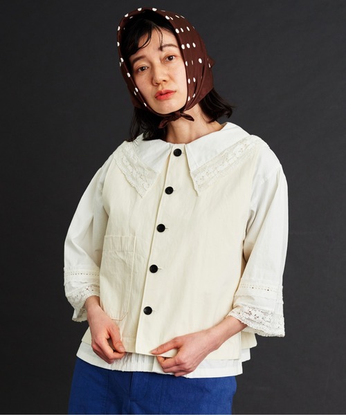 Malle（マル）の「malle コットン/シルクウェザー2wayベスト（ベスト・レディース・ブラック/キナリ・FREE）」の4枚目の写真