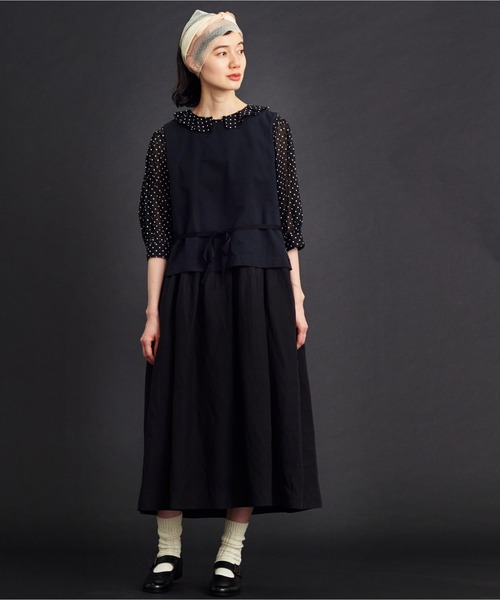 Malle（マル）の「malle コットン/シルクウェザー2wayベスト（ベスト・レディース・ブラック/キナリ・FREE）」の13枚目の写真