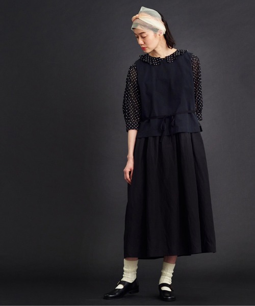 Malle（マル）の「malle コットン/シルクウェザー2wayベスト（ベスト・レディース・ブラック/キナリ・FREE）」の14枚目の写真