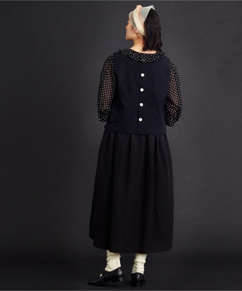 Malle（マル）の「malle コットン/シルクウェザー2wayベスト（ベスト・レディース・ブラック/キナリ・FREE）」の16枚目の写真