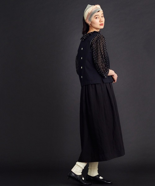 Malle（マル）の「malle コットン/シルクウェザー2wayベスト（ベスト・レディース・ブラック/キナリ・FREE）」の18枚目の写真