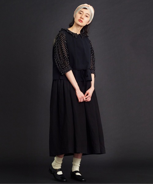 Malle（マル）の「malle コットン/シルクウェザー2wayベスト（ベスト・レディース・ブラック/キナリ・FREE）」の21枚目の写真