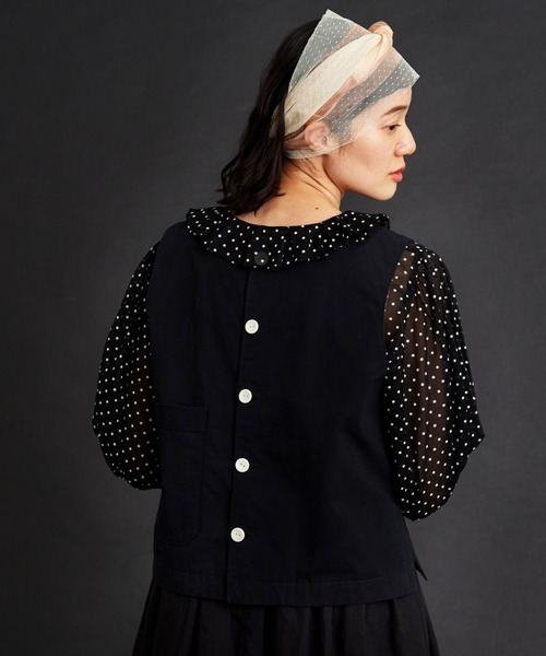 Malle（マル）の「malle コットン/シルクウェザー2wayベスト（ベスト・レディース・ブラック/キナリ・FREE）」の17枚目の写真