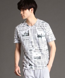 HIDEAWAYS NICOLE | ニュースペーパープリントＴシャツ★(Tシャツ/カットソー)