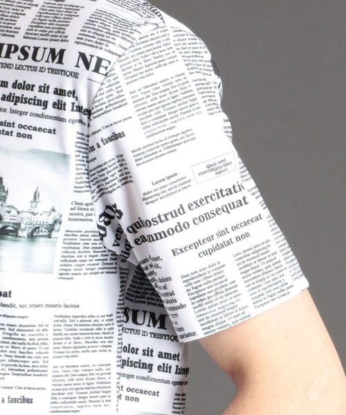 HIDEAWAYS NICOLE（ハイダウェイニコル）の「ニュースペーパープリントＴシャツ（Tシャツ/カットソー・メンズ・ブラック/その他1/ホワイト/その他2・X-LARGE/MEDIUM/LARGE）」の14枚目の写真