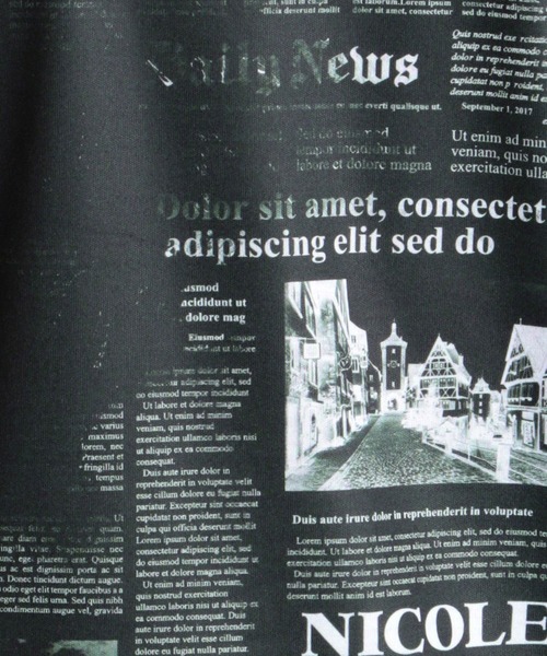 HIDEAWAYS NICOLE（ハイダウェイニコル）の「ニュースペーパープリントＴシャツ（Tシャツ/カットソー・メンズ・ブラック/その他1/ホワイト/その他2・X-LARGE/MEDIUM/LARGE）」の9枚目の写真