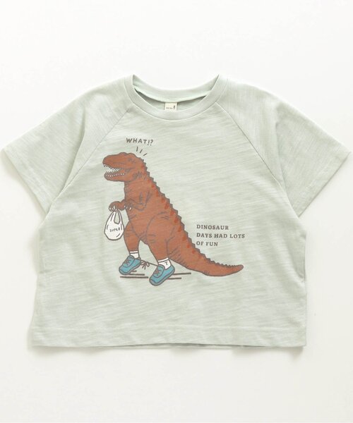 apres les cours(アプレレクール)の「3柄恐竜Tシャツ(Tシャツ/カットソー・キッズ・ミント/オレンジ/サックスブルー・80/90/100/110/120/130/140)」の2枚目の写真