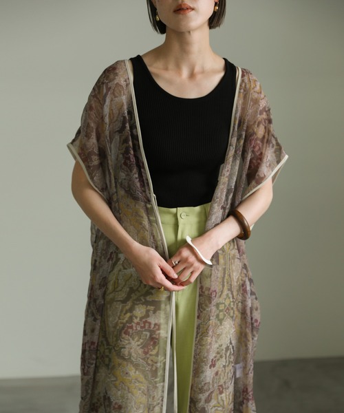 select MOCA（セレクトモカ）の「2WAYパイピングシアー総柄ロングジレ