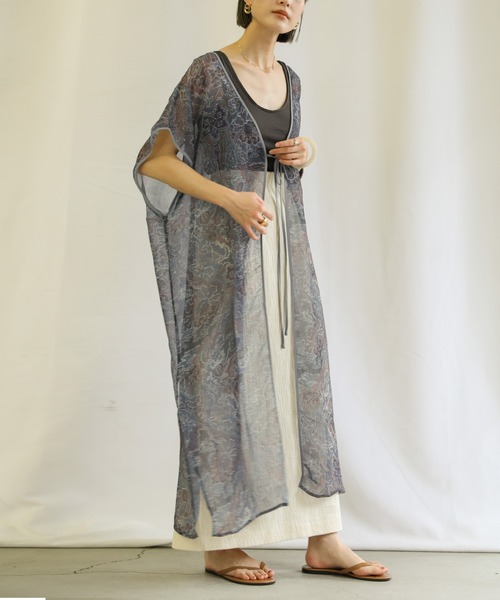 select MOCA（セレクトモカ）の「2WAYパイピングシアー総柄ロングジレ