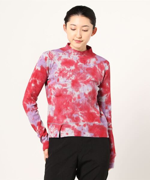 EACH.（イーチ）の「EACH（イーチ）TYE DYE HIGH NECK TEE / タイダイ染めハイネックTEE（Tシャツ/カットソー・レディース・パープル/レッド/ブルー・FREE）」の3枚目の写真