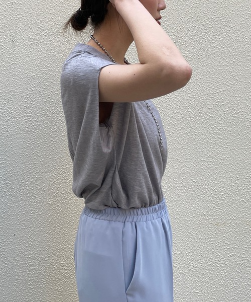 CAPRICIEUX LE'MAGE（カプリシューレマージュ）の「サイドタックフレンチTシャツ（Tシャツ/カットソー・レディース・ホワイト/ブラック/グレイッシュベージュ・FREE）」の22枚目の写真