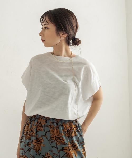 CAPRICIEUX LE'MAGE（カプリシューレマージュ）の「サイドタックフレンチTシャツ（Tシャツ/カットソー・レディース・ホワイト/ブラック/グレイッシュベージュ・FREE）」の20枚目の写真