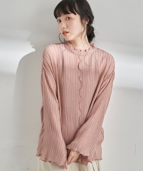 earth music&ecology(アースミュージックアンドエコロジー)の「【WEB限定】シアー楊柳プルオーバー+タンクSET *(Tシャツ/カットソー・レディース・ブラック/サックスブルー/ライム/アイボリー/ピンクベージュ・FREE)」の5枚目の写真