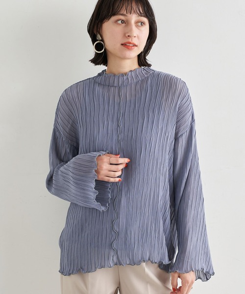 earth music&ecology(アースミュージックアンドエコロジー)の「【WEB限定】シアー楊柳プルオーバー+タンクSET *(Tシャツ/カットソー・レディース・ブラック/サックスブルー/ライム/アイボリー/ピンクベージュ・FREE)」の4枚目の写真