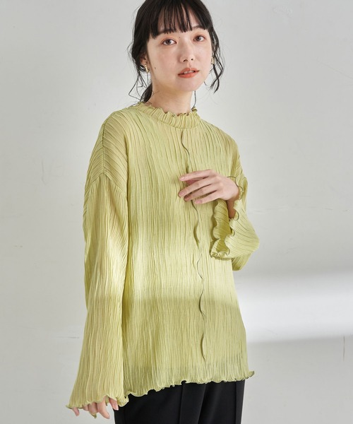 earth music&ecology(アースミュージックアンドエコロジー)の「【WEB限定】シアー楊柳プルオーバー+タンクSET *(Tシャツ/カットソー・レディース・ブラック/サックスブルー/ライム/アイボリー/ピンクベージュ・FREE)」の3枚目の写真