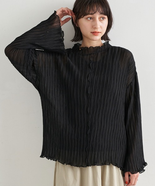 earth music&ecology(アースミュージックアンドエコロジー)の「【WEB限定】シアー楊柳プルオーバー+タンクSET *(Tシャツ/カットソー・レディース・ブラック/サックスブルー/ライム/アイボリー/ピンクベージュ・FREE)」の2枚目の写真