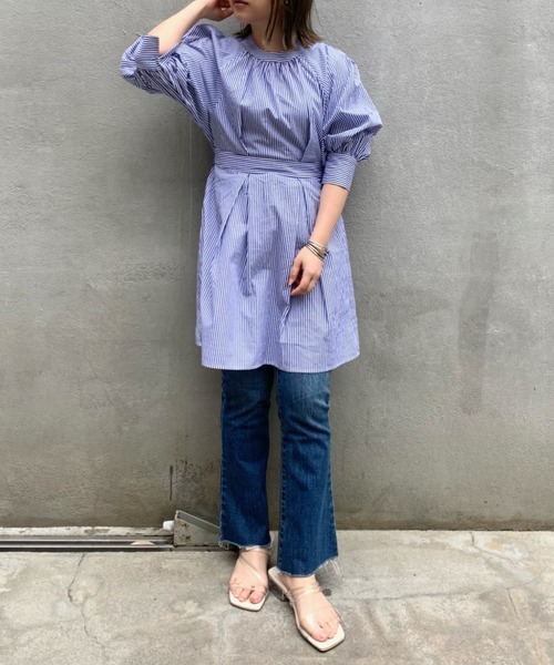 CIAOPANIC（チャオパニック）の「袖ボリュームチュニック/ボリューム袖（シャツ/ブラウス・レディース・オフホワイト/グリーン/ネイビー・FREE）」の9枚目の写真