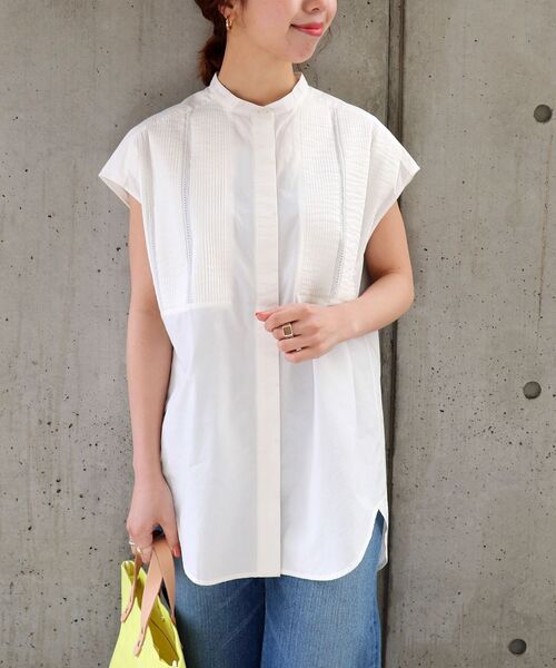 SHIPS any（シップス エニィ）の「SHIPS any: ピンタック ロングシャツ〈ウォッシャブル〉（シャツ/ブラウス・レディース・ホワイト/ブラック/ブラウン・ONE SIZE）」の2枚目の写真