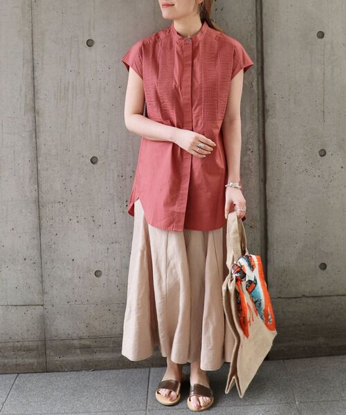 SHIPS any（シップス エニィ）の「SHIPS any: ピンタック ロングシャツ〈ウォッシャブル〉（シャツ/ブラウス・レディース・ホワイト/ブラック/ブラウン・ONE SIZE）」の8枚目の写真