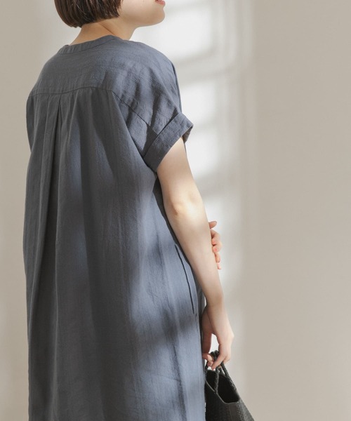 FORK&SPOON（フォークアンドスプーン）の「FORK&SPOON　ランダムヘリンボーンキーネックワンピース（ワンピース・レディース・ブラック/カーキ/ブルー系その他・ONE）」の9枚目の写真