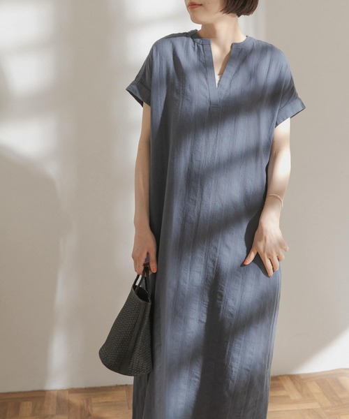 FORK&SPOON（フォークアンドスプーン）の「FORK&SPOON　ランダムヘリンボーンキーネックワンピース（ワンピース・レディース・ブラック/カーキ/ブルー系その他・ONE）」の10枚目の写真