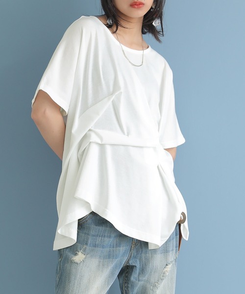 osharewalker（オシャレウォーカー）の「【廃盤】『立体タックデザインTシャツ』（Tシャツ/カットソー・レディース・ブラック/ネイビー/レッド/オフホワイト・FREE）」の2枚目の写真