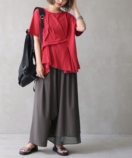 osharewalker（オシャレウォーカー）の「【廃盤】『立体タックデザインTシャツ』（Tシャツ/カットソー・レディース・ブラック/ネイビー/レッド/オフホワイト・FREE）」の18枚目の写真