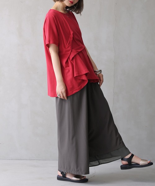 osharewalker（オシャレウォーカー）の「【廃盤】『立体タックデザインTシャツ』（Tシャツ/カットソー・レディース・ブラック/ネイビー/レッド/オフホワイト・FREE）」の8枚目の写真