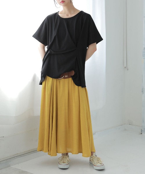 osharewalker（オシャレウォーカー）の「【廃盤】『立体タックデザインTシャツ』（Tシャツ/カットソー・レディース・ブラック/ネイビー/レッド/オフホワイト・FREE）」の13枚目の写真